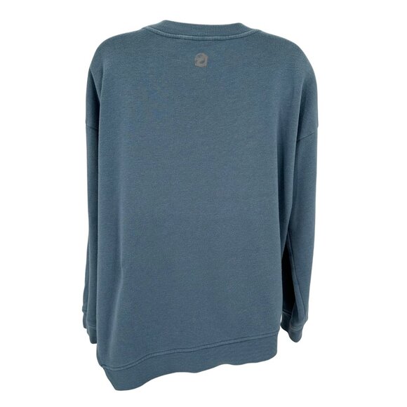 Josie Natori Womens Blue Asymmetrical Hem Long Sleeve Cropped Sweatshirt M - Picture 3 of 10